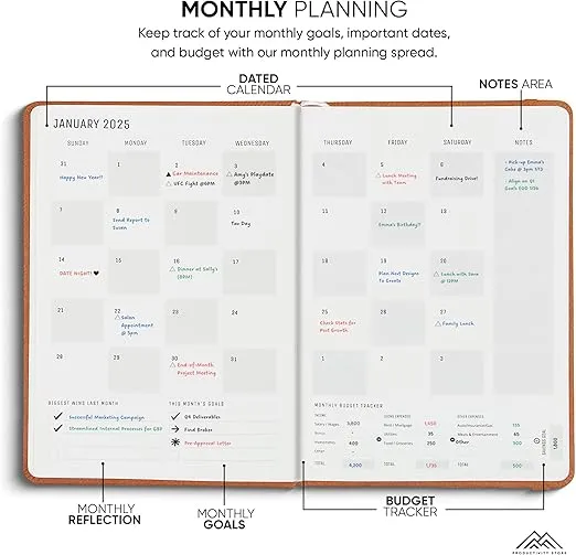 PRODUCTIVITY STORE Pro - Dated, 2025 Planner, 5.8” x 8.3” - The #1 Productivity Planner to Achieve Your 2025 Goals - Planner 2025-2026 - Brown - A5