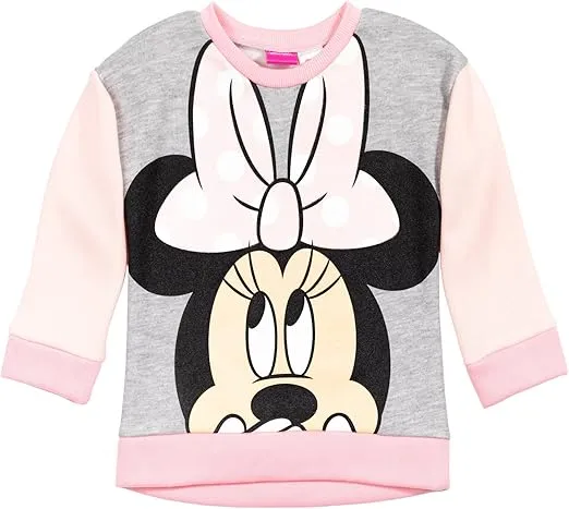Disney Minnie Mouse Fleece Sweatshirt and Pants Outfit Set Newborn to Big Kid Sizes (Newborn - 14-16)