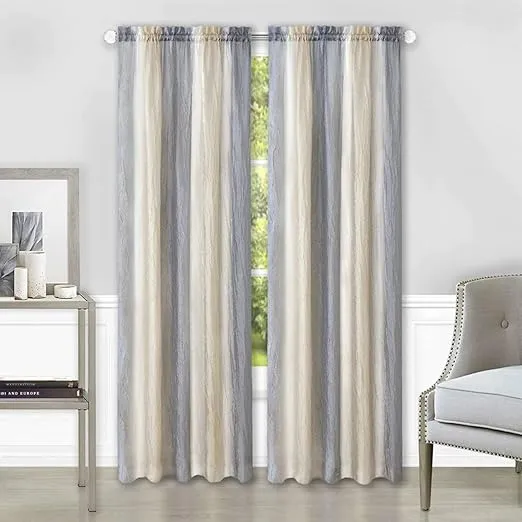 Ombre Window Curtain Tie Up Shade - 50 Inch Width, 63 Inch Length, 2-inch Rod Pocket - Grey - Ultra-Soft Light Filtering Fabric with Vertical Variegated Design - Machine Washable by Achim Home Decor