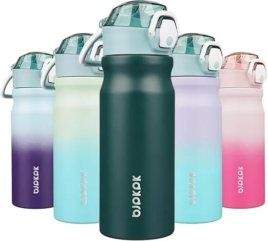 BJPKPK Stainless Steel Insulated Water Bottle With Straw Lid 18oz Reusable Metal Thermos Bottles Keep Cold And Hot,Army Green