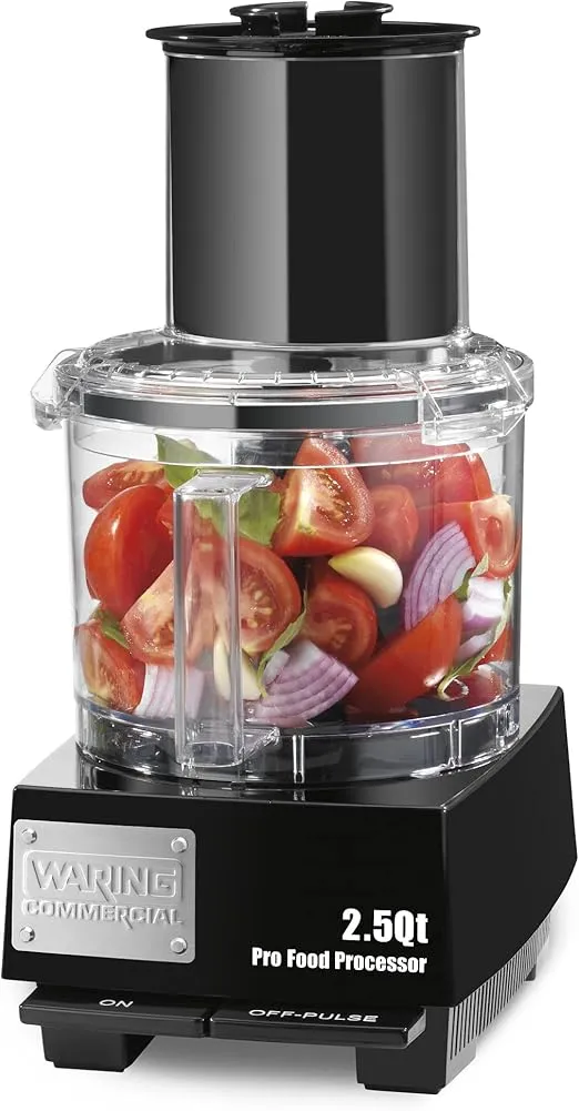 Waring Commercial WFP11S 2.5 Quart Food Processor, 3/4 HP Motor, Extra Large Feed Tube, Patented LiquiLock Seal Bowl System, Includes Grating, Shredding, Slicing, Whipping Disc and a Standard S blade for Chopping, Pureeing, and Emulsyfying, 120V, 5-15 Ph