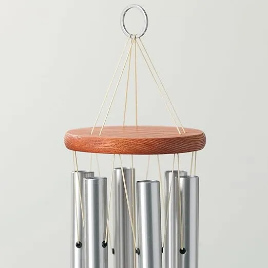 Woodstock Wind Chimes Original Amazing Grace Chime, Memorial Chimes for Outside, Outdoor Decor for Patio, Porch, Garden, Sympathy Chime, Silver, 24"