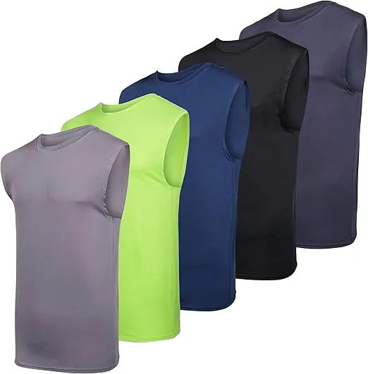 Real Essentials 3 & 5 Pack: Men's Dry-Fit Active Muscle Tank Top - Standard and Big & Tall Sizes (S-5XLT)