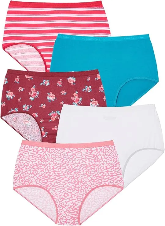 Comfort Choice Women's Plus Size Full Coverage Cotton Brief 10-Pack