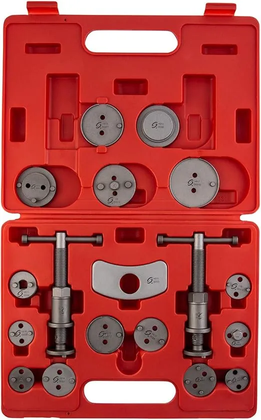 Sunex Tools 3930 Master Disc Brake Caliper Tool Set And Wind Back Kit, Compressor, Spreader Tool Set For Brake Pad Replacement With Magnetic Thrust Bolts, 18-Pieces