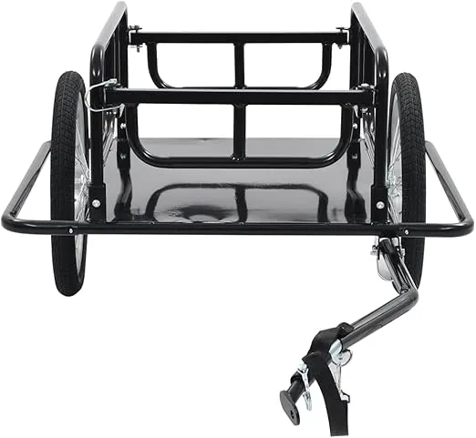 vidaXL Two-Wheeled Bike Cargo Trailer with Quick-Release Hitch and High Load Capacity, Versatile, Compact and Durable Steel Construction, Easy Assembly – Black