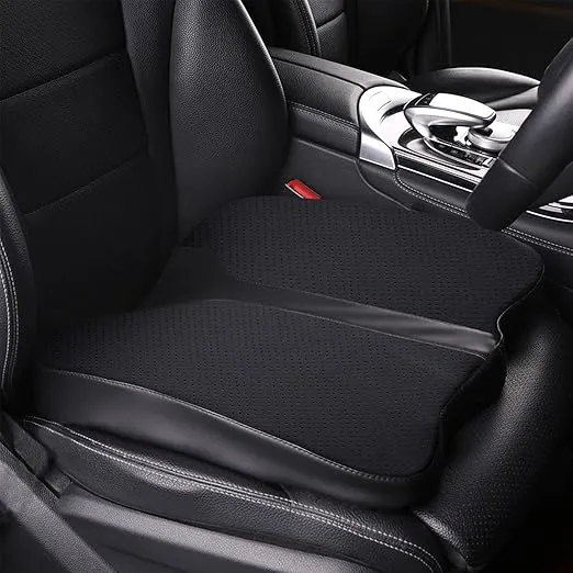 Car Seat Cushion - Comfort Memory Foam Seat Cushion for Car Seat Driver, Tailbone (Coccyx) Pain Relief Pad, Car Seat Cushions for Driving, Office Chair Cushion (Black)