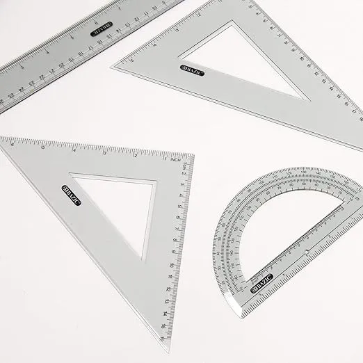 BAZIC 4-Piece Geometry Ruler Combination Sets