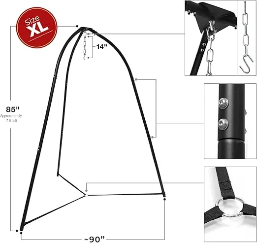 Sorbus Tripod Hanging Chair Stand - 330 lbs Capacity Heavy Duty Steel Sensory Swing Weather & Rust Resistant - Adjustable Portable Hammock Stand for Lounger, Saucer, Air Porch, Indoor/Outdoor, Patio