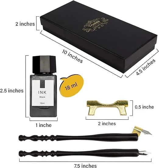 Calligraphy Set for Beginners, Dip Pen Set with 19 Nibs, Oblique Pen Holder, Wooden Pen Set
