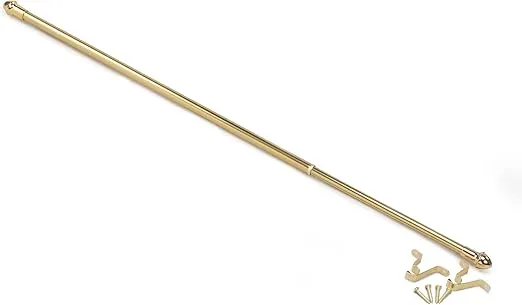 Fantasia Cafe Decorative Window Curtain Rod, 48"- 86" Adjustable Width, 7/16" Diameter, 3/4" Projection - Brass with Matching Finials - Easy to Install Telescoping Rod - Brackets & Hardware Included