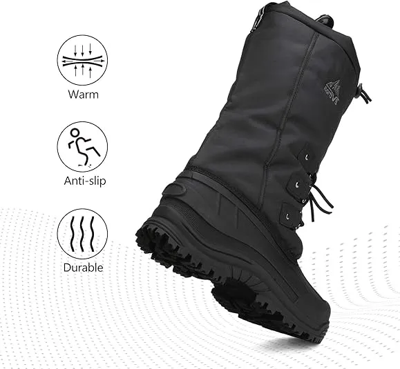 NORTIV 8 Men's Waterproof Hiking Winter Snow Boots Insulated Fur Liner Lightweight Outdoor Tall Boots