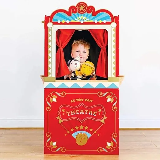 Le Toy Van - Wooden Educational Puppet Theatre | Kids Role Play Toy | Great As A Gift - Suitable for 3 Years + (TV333)