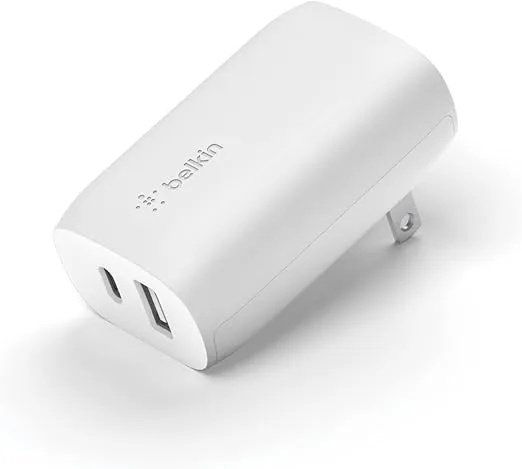 Belkin 37W USB-C Wall Charger - Power Delivery 25W USB-C Port + 12W USB-A Port for PPS Charging Apple iPhone 16, 16 Plus, 16 Pro, 16 Pro Max, iPhone 15 Pro, 15 Pro Max, Samsung Galaxy S24, & More