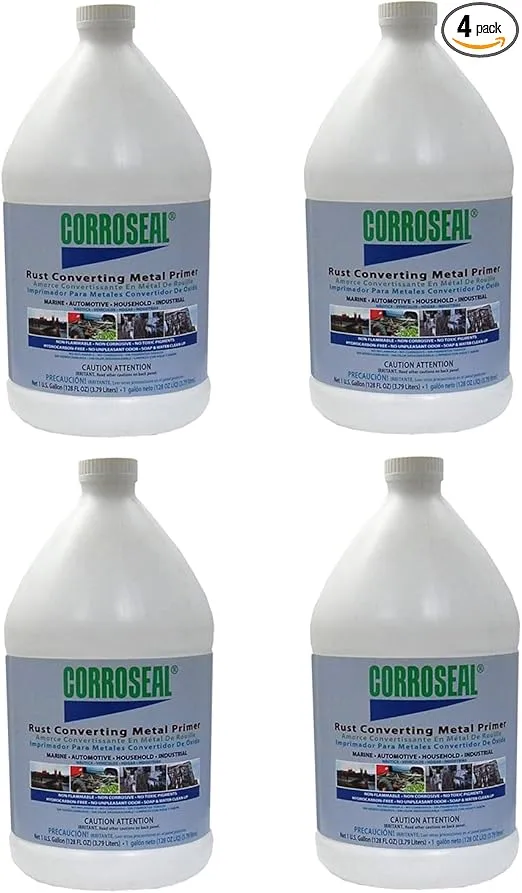 Water-Based Rust Converter & Metal Primer, Rust Repair Converts and Preps Surface All-in-One, 1 Gallon (4-Pack)