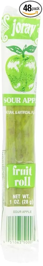 Joray Fruit Roll, Sour Apple, 1-Ounce Units (Pack of 48)
