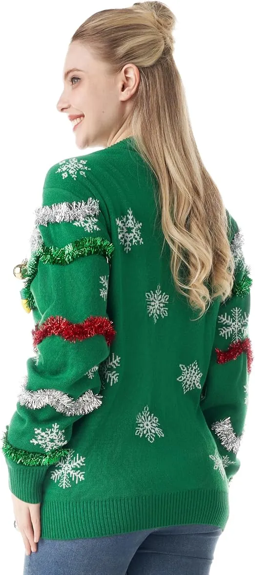 Giggling Getup Women's Christmas Ugly Sweater Cardigan, Light Up Ugly Christmas Sweater, Funny Christmas Sweater