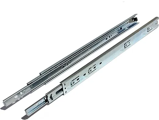 GlideRite Hardware 1435-ZC-1 14 inch 70 lb 1 inch 1 Pack 14" Side Mount 35mm Full Extension Drawer Slides with 1" Over-Travel, Silver