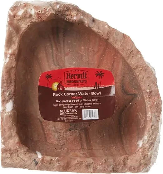 Fluker's Corner Rock Bowl, Food & Water Dish for Hermit Crabs, Medium 6"