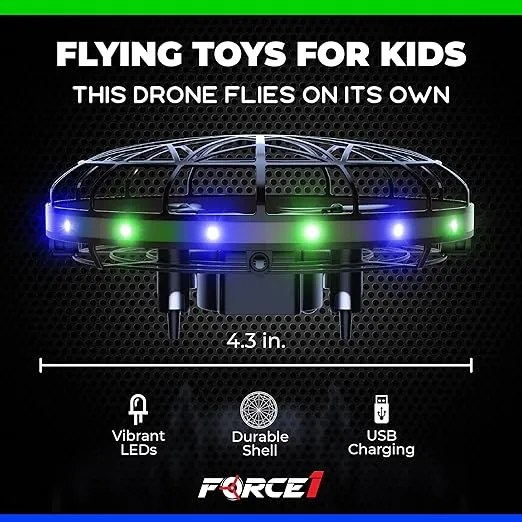 Force1 Scoot LED Hand Operated Drone for Kids or Adults - Hands Free Motion Sensor Mini Drone, Easy Indoor Small UFO Toy Flying Ball Drone Toy for Boys and Girls (Green/Blue)