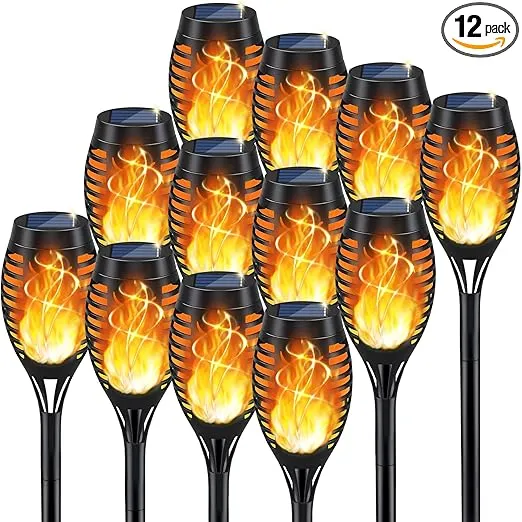 KYEKIO Solar Torch Lights Outdoor Flickering Flame, 12Pack Solar Lights Outdoor, Garden Lights Solar Powered Waterproof, Outdoor Solar Lights for Yard, Solar Tiki Torches for Outside Patio Decorations