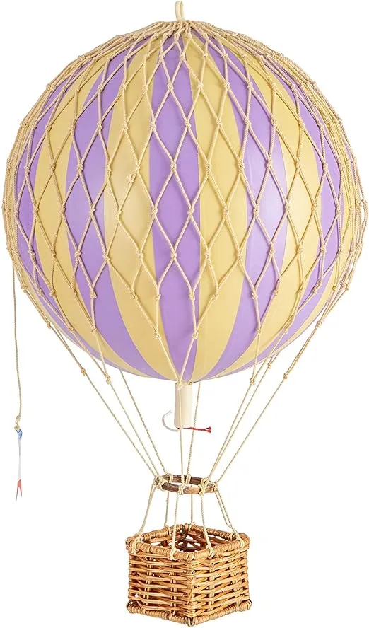 Authentic Models, Travels Light Air Balloon, Hanging Home Decor - 11.80 Inch Height, Historic Hot Air Balloon Model for Home Decor, Detailed Vintage Decorations to Hang from Ceiling - Lavender