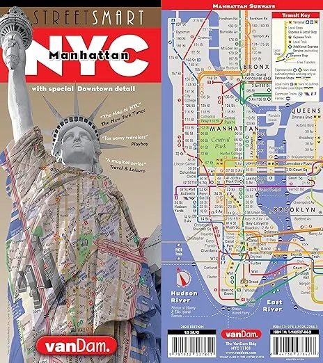 StreetSmart® NYC Map Downtown Edition by VanDam-Laminated pocket city street map of Manhattan w/ all attractions, museums, sights, hotels, theaters & ... 2024 Edition)