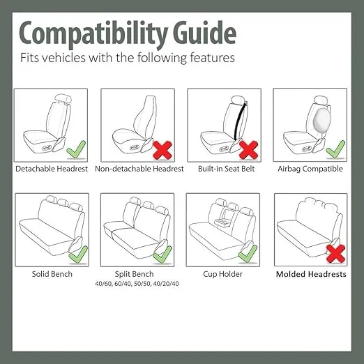 FH Group Car Seat Cover Light Breezy Blue Seat Cover Flat Foam Padding Cloth Full Set Automotive Seat Covers, Airbag Compatible & Split Rear Universal Fit Interior Accessories for Cars Trucks and SUV