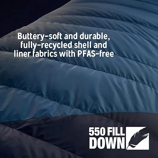 Kelty Cosmic 20 Down Mummy Sleeping Bag for Backpacking, Campers, 550 Fill Power, Recycled Fabrics with PFAS-Free DWR, Designed in Sunny Colorado, USA, 2024 Model