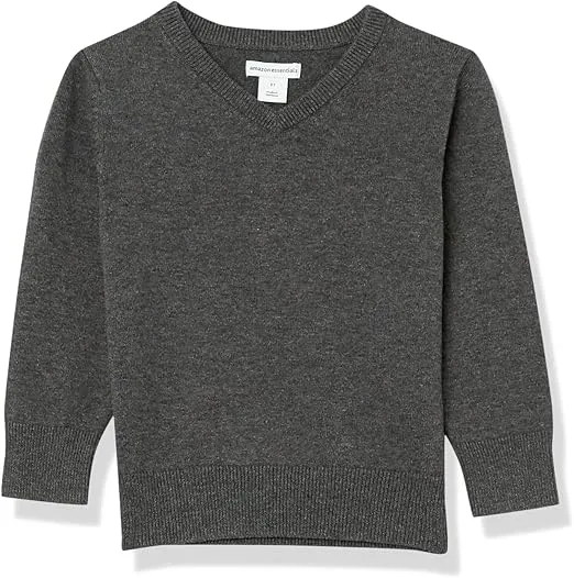 Amazon Essentials Boys and Toddlers' Uniform Cotton V-Neck Sweater