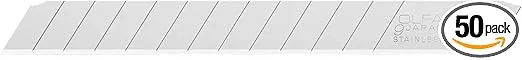 OLFA 9mm Snap Off Replacement Blades, 50 Blades (650 Segments) AB-50S - Rust & Corrosion Resistant Stainless-Steel Utility Knife Replacement Blades, Fits most 9mm Utility Knives