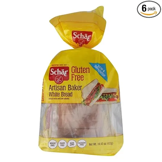 Schar - Artisan Baker White Bread - Certified Gluten Free - No GMO's, Dairy or Wheat - (14.01 oz) 6 Pack