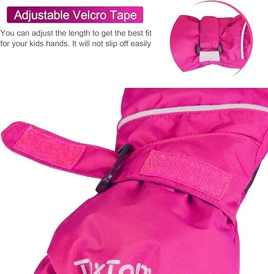 ThxToms Kids Warm Gloves Winter Waterproof Snow Gloves for Ourdoor Sports, Toddler Bulky Ski Gloves for Boys Girls