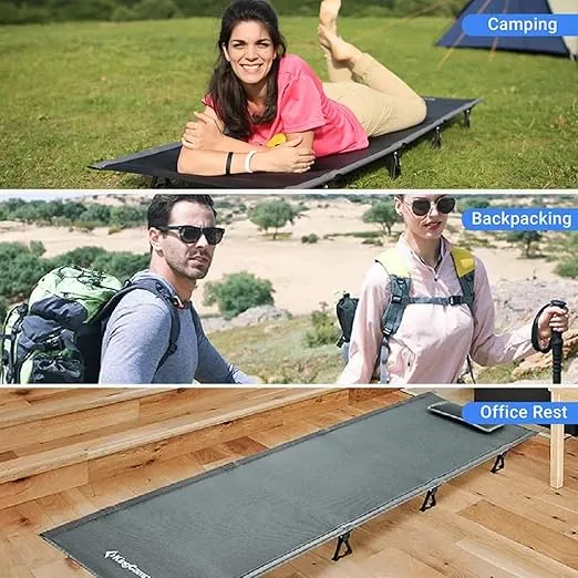 KingCamp Camping Cots for Adults Outdoors Backpacking,Folding Ultralight Heavy Duty Sleeping Cots Compact Portable Cot for Travel Hiking,Indoor Base Camping Bed with Storage Bag and Pillow, Blue
