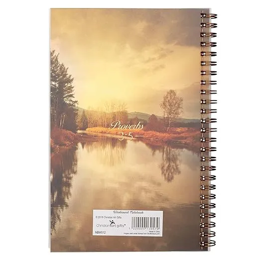 Christian Art Gifts Notebook Trust in the Lord Proverbs 3:5 Bible Verse Inspirational Writing Notebook Gratitude Prayer Journal Flexible PVC Cardstock Cover 128 Ruled Pages w/Scripture, 6 x 8.5 Inches