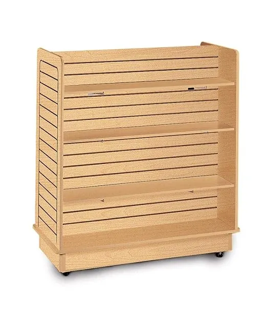 SSWBasics Maple Slatwall Gondola Unit - 6 Shelves Included (Base and Casters Included)