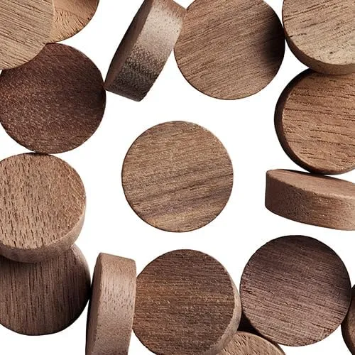 WidgetCo 3/4" Walnut Wood Plugs, Face Grain, Woodworking Plugs, Can Be Sanded, Stained, or Painted (Qty 25)
