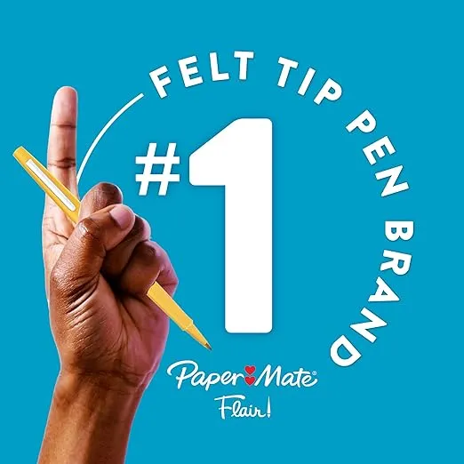 Paper Mate Flair Felt Tip Pens | Medium Point 0.7 Millimeter Marker Pens | School Supplies for Teachers & Students | Assorted Colors, 12 Count
