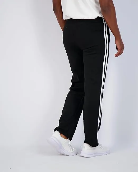 Real Essentials 3 Pack: Men's Tech Fleece Athletic Casual Open Bottom Sweatpants with Pockets (Available in Big & Tall)