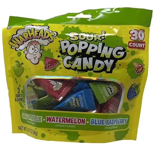 Warheads Sour and Kool-Aid Popping Candy 30 count bags - Pack of 2 - One of Each - Classic Warhead Flavors - Tasty Kool-Aid Flavors - 3.17 oz Bags - Hilco Sweets