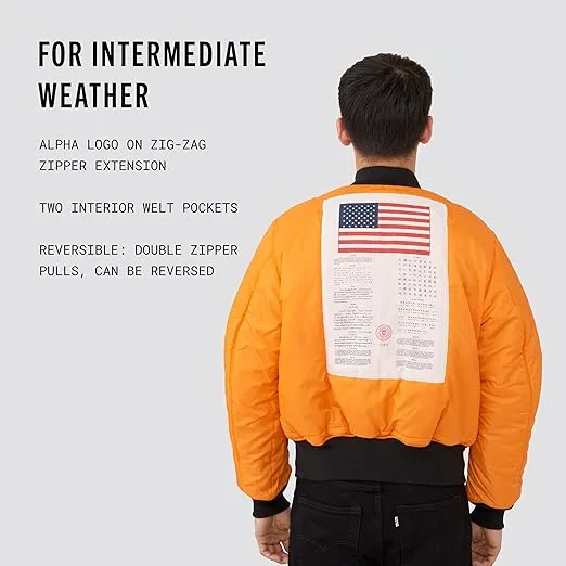Alpha Industries MA-1 Blood Chit Bomber Flight Jacket - Fighter Pilot Flight Jacket