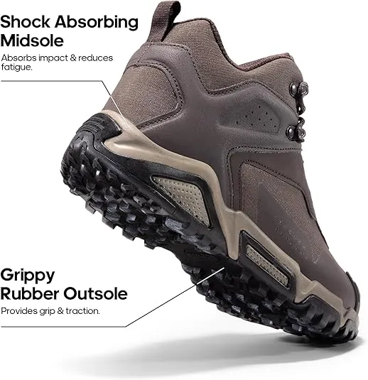 NORTIV 8 Men's Waterproof Hiking Boots Lightweight Mid Ankle Trekking Trails Outdoor Boots