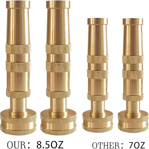 Hourleey Adjustable Twist Hose Nozzle, 4" Heavy-Duty Brass Hose Nozzle with 10 Garden Hose Rubber Washers, 2 Pack