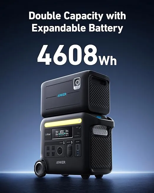 Anker SOLIX F2600 Portable Power Station, 2400W (Peak 3600W) Solar Generator, GaNPrime Battery Generators for Home Use, 2560Wh LiFePO4 Power Station for Outdoor Camping, and RVs (Solar Panel Optional)