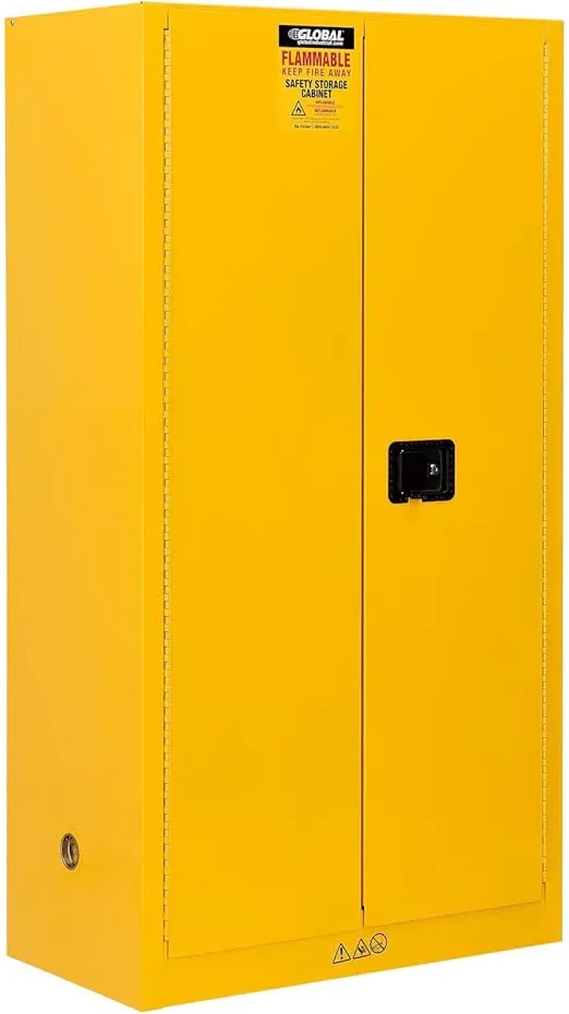 Global Industrial Flammable Cabinet, Manual Close Double Door, 44 Gallon, 34"Wx18"Dx65"H