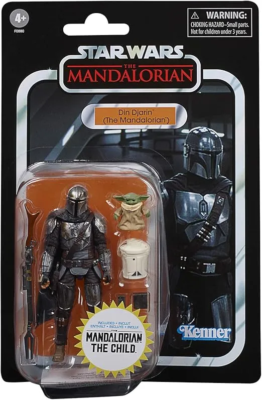 Star Wars The Vintage Collection Din Djarin (The Mandalorian) and The Child Toys, 9,5 cm-Scale Action Figures for Kids Ages 4 and Up