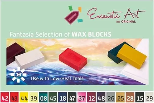 Encaustic Art The Original -FANTASIA SELECTION Set of 16 -Encaustic Wax Block Colors Set - Beeswax For Encaustic Art Supplies- Non-Toxic, Handcrafted in Germany