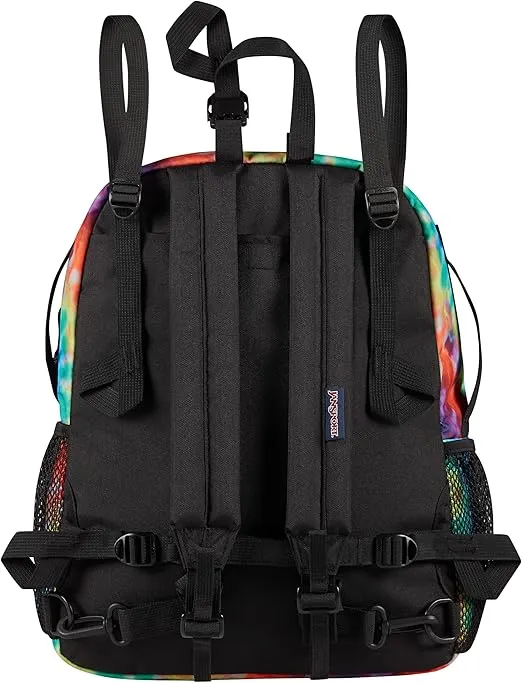 JanSport Central Adaptive Backpack – Wheelchair & Walker Compatible, Tuck-Away Shoulder Straps, Adjustable Backrest Loops & Anchor Straps, Iconic Design, Red/Multi Hippie Days