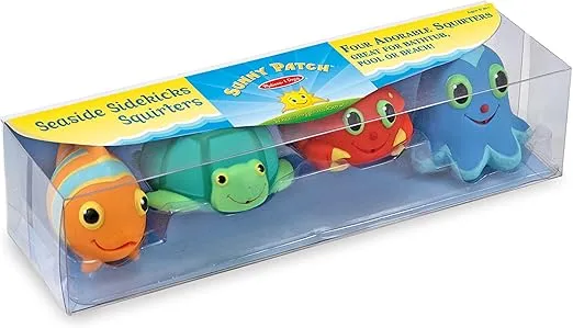 Melissa & Doug Sunny Patch Seaside Sidekicks Squirters With 4 Squeeze-and-Squirt Animals - Water Toys for Kids
