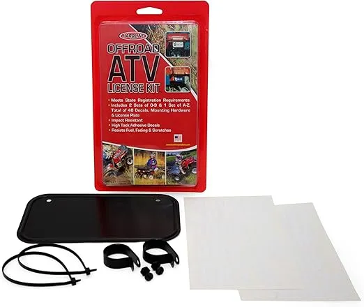 Hardline Products 2342 ATV License Plate Kit, Black Aluminum
